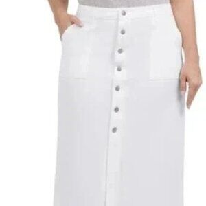 Wrangler Women's Size 12 White Denim Button Midi Skirt NWT